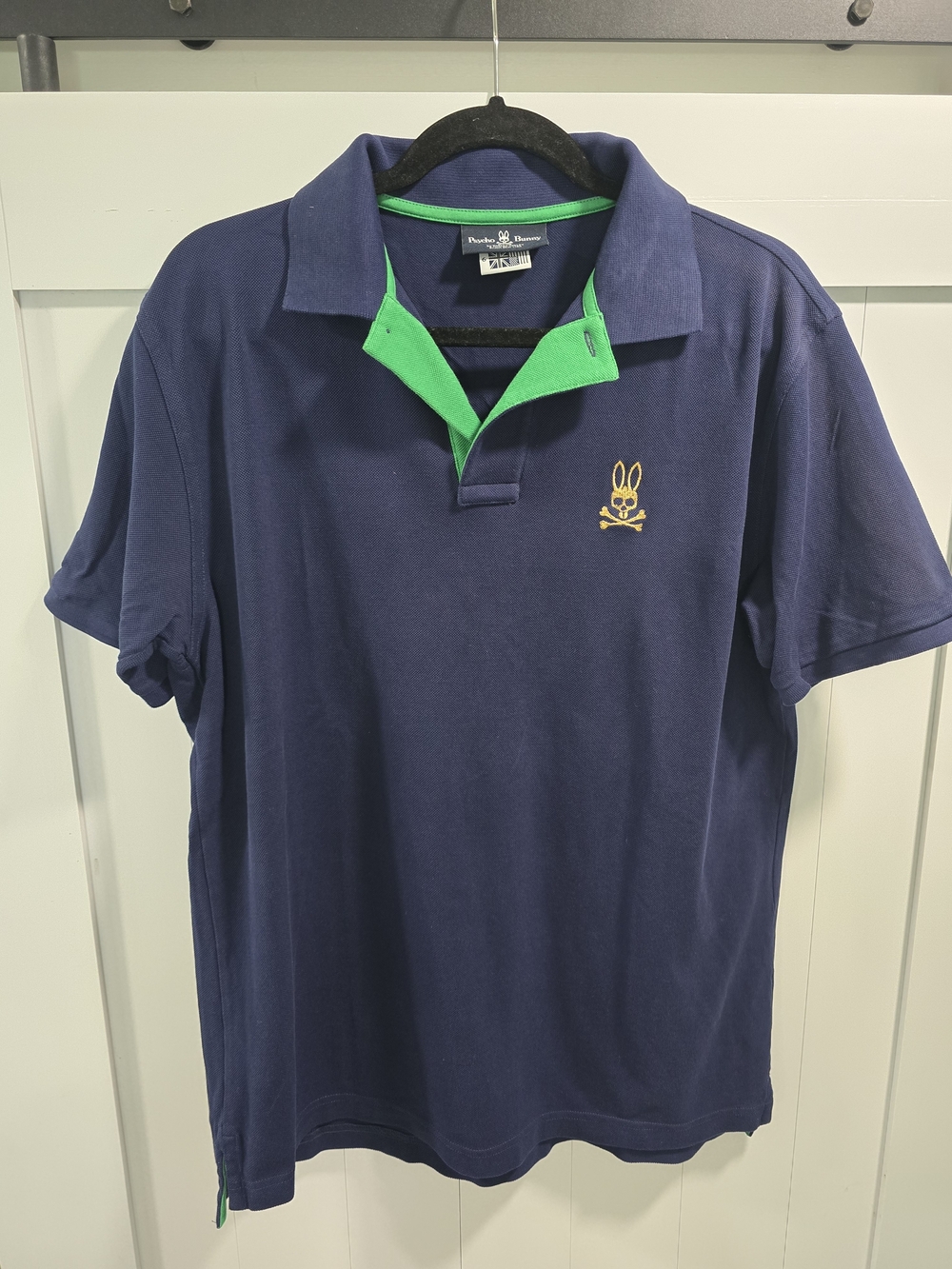 Psycho Bunny Navy Polo with Bright Green Trim